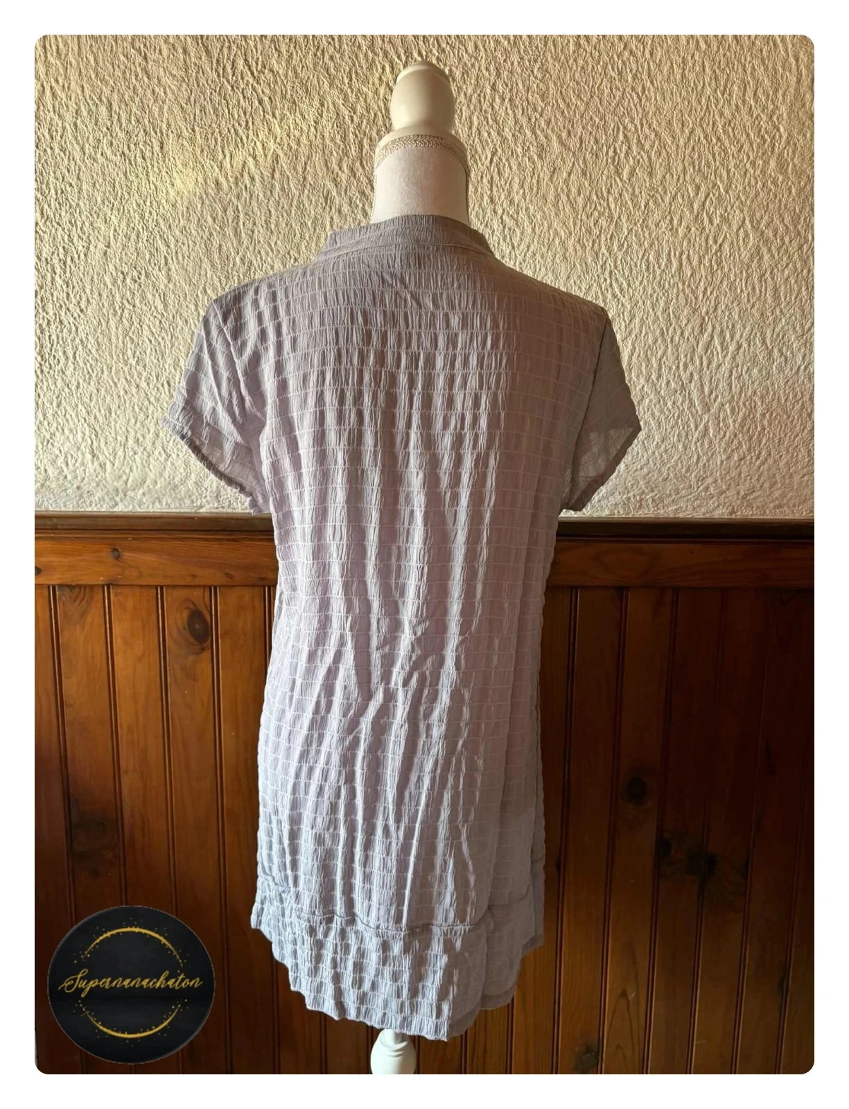 Vestido Túnica Ligero Acanalado Gris / Lila - Miss Look - Talla L / 40 – photo 2